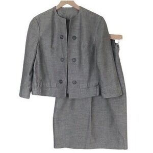 VTG BETTY ROSE Skirt Suit Double Breasted Jacket Pencil Skirt Set Sz 12 Gray